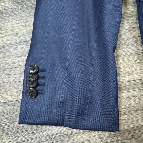 SUITSUPPLY Wool Vitale Barberis Blue Two Button Lazio Blazer Sz 42 Windowpane - Picture 4 of 16